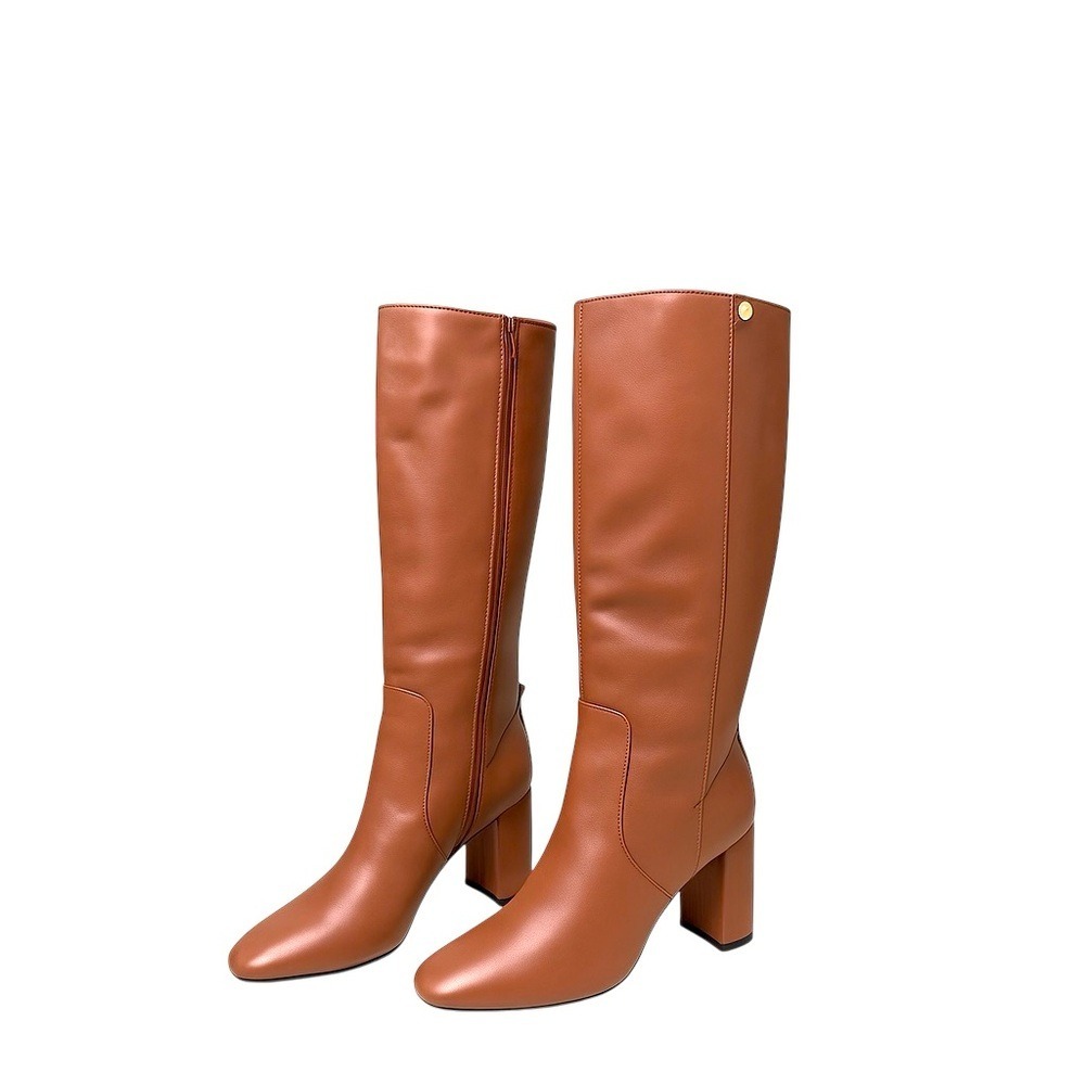 Cole Haan Knee High Leather Boots Women 7.5B Dusty Rose Luxe Heel EUC Designer - Picture 4 of 16